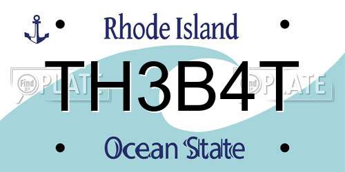 TH3B4T Rhode Island License Plate