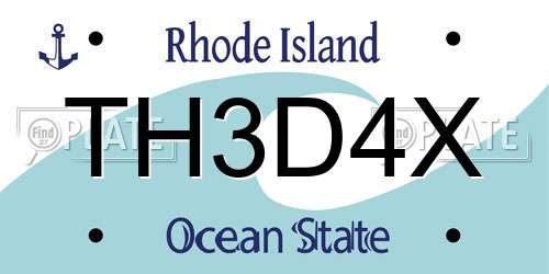 TH3D4X Rhode Island License Plate