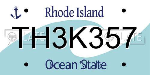 TH3K357 Rhode Island License Plate