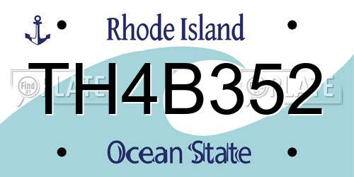 TH4B352 Rhode Island License Plate