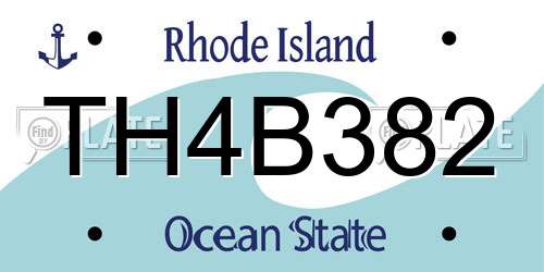 TH4B382 Rhode Island License Plate