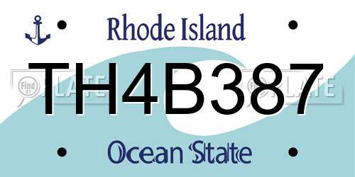 TH4B387 Rhode Island License Plate