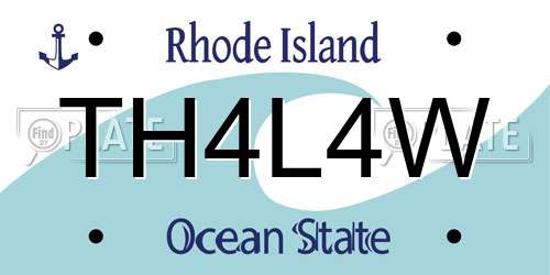 TH4L4W Rhode Island License Plate