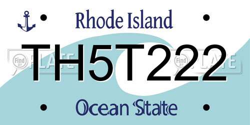 TH5T222 Rhode Island License Plate
