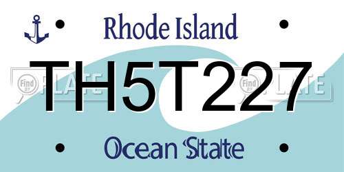 TH5T227 Rhode Island License Plate