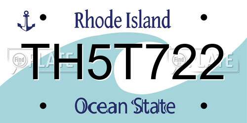 TH5T722 Rhode Island License Plate