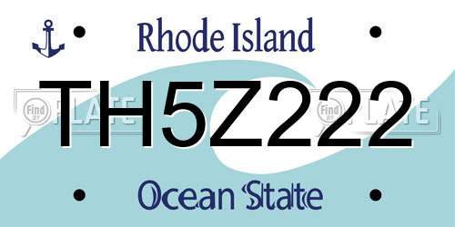 TH5Z222 Rhode Island License Plate