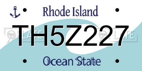 TH5Z227 Rhode Island License Plate