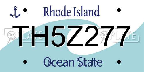 TH5Z277 Rhode Island License Plate