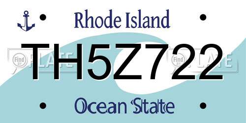 TH5Z722 Rhode Island License Plate