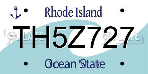 TH5Z727 Rhode Island License Plate