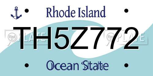 TH5Z772 Rhode Island License Plate