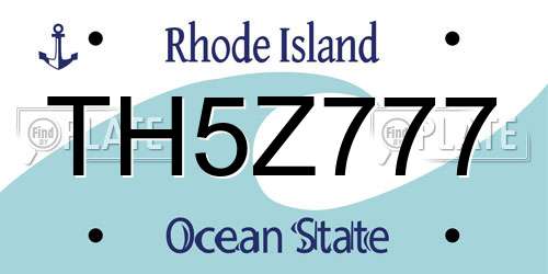 TH5Z777 Rhode Island License Plate