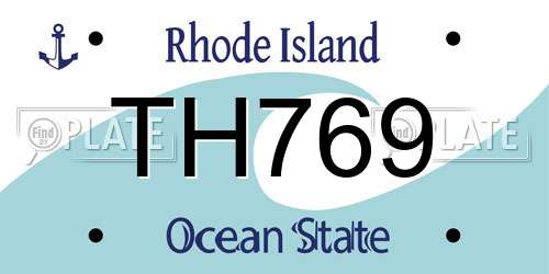 TH769 Rhode Island License Plate