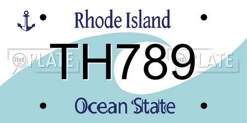 TH789 Rhode Island License Plate