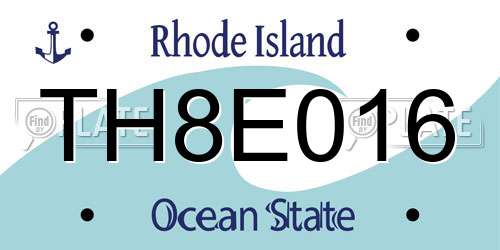 TH8E016 Rhode Island License Plate
