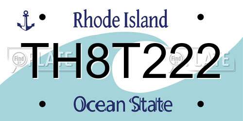 TH8T222 Rhode Island License Plate