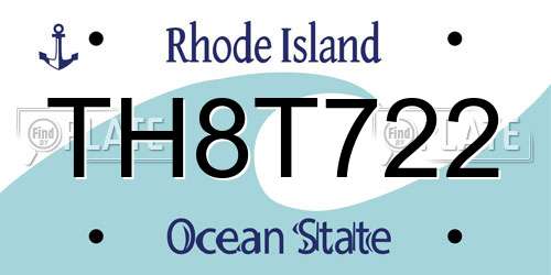TH8T722 Rhode Island License Plate