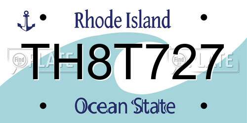 TH8T727 Rhode Island License Plate
