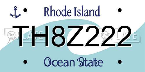 TH8Z222 Rhode Island License Plate