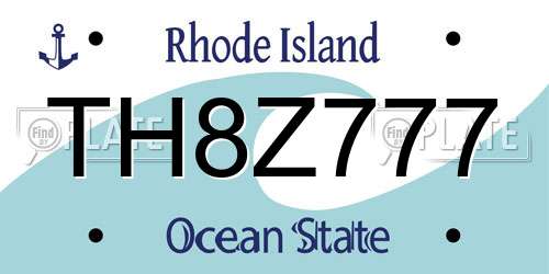 TH8Z777 Rhode Island License Plate