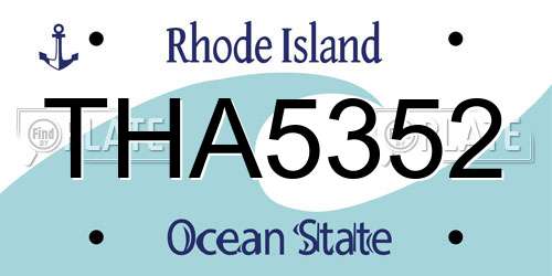 THA5352 Rhode Island License Plate