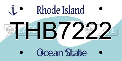 THB7222 Rhode Island License Plate