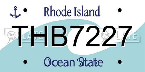 THB7227 Rhode Island License Plate