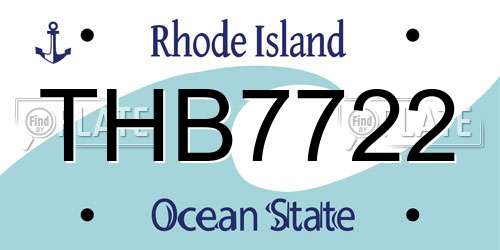 THB7722 Rhode Island License Plate
