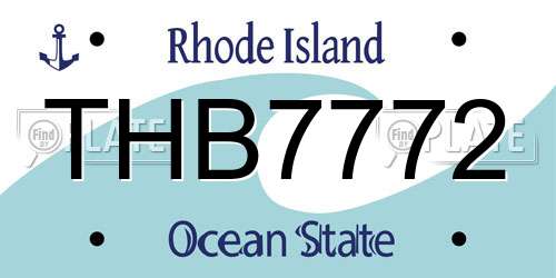 THB7772 Rhode Island License Plate