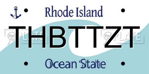 THBTTZT Rhode Island License Plate
