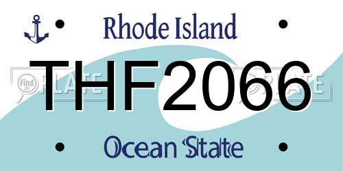 THF2066 Rhode Island License Plate