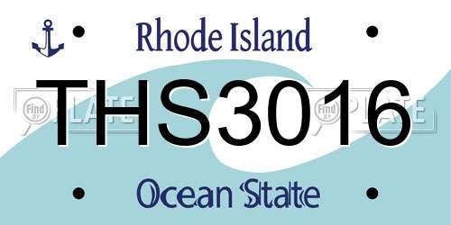 THS3016 Rhode Island License Plate