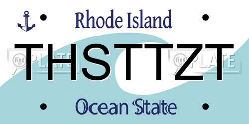 THSTTZT Rhode Island License Plate