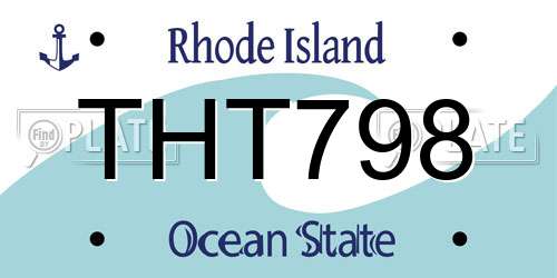 THT798 Rhode Island License Plate
