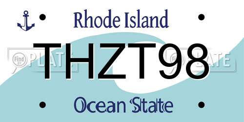 THZT98 Rhode Island License Plate