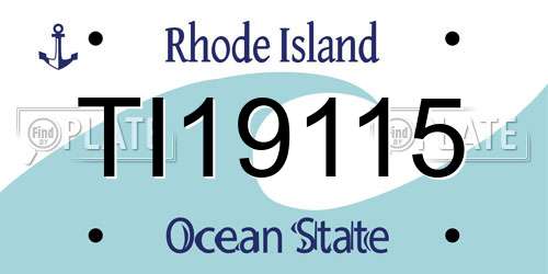 TI19115 Rhode Island License Plate