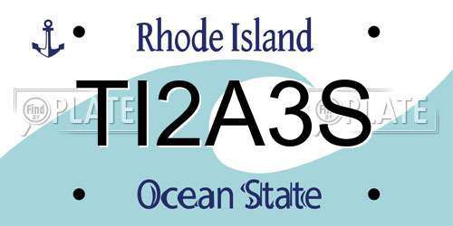 TI2A3S Rhode Island License Plate