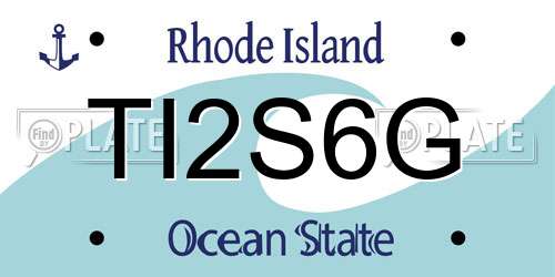 TI2S6G Rhode Island License Plate