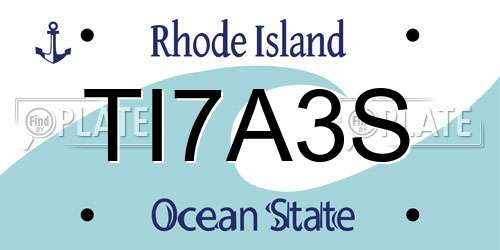 TI7A3S Rhode Island License Plate