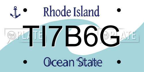 TI7B6G Rhode Island License Plate