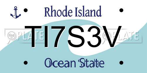 TI7S3V Rhode Island License Plate