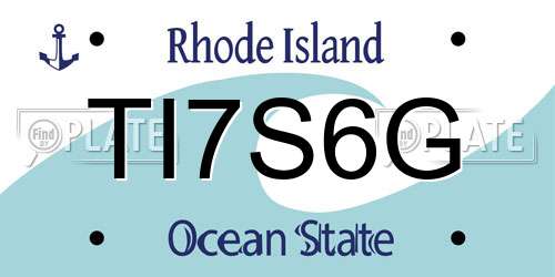 TI7S6G Rhode Island License Plate