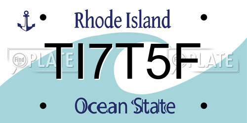 TI7T5F Rhode Island License Plate