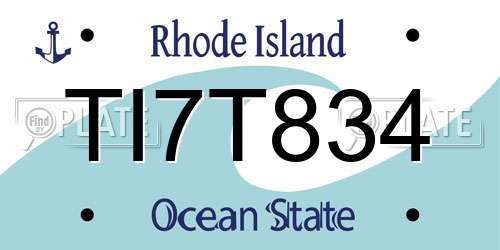 TI7T834 Rhode Island License Plate
