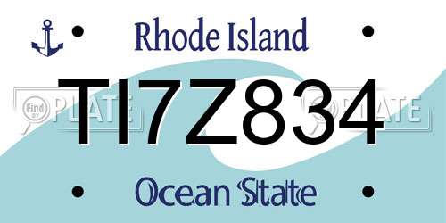 TI7Z834 Rhode Island License Plate