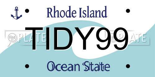 TIDY99 Rhode Island License Plate