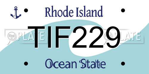 TIF229 Rhode Island License Plate