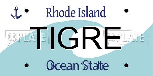 TIGRE Rhode Island License Plate