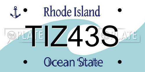 TIZ43S Rhode Island License Plate
